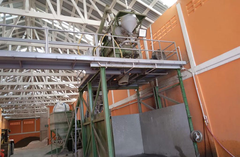 The cement mixer inside the Forrester Lumber and Building Complex, WCD (Guyana Police Force photo)