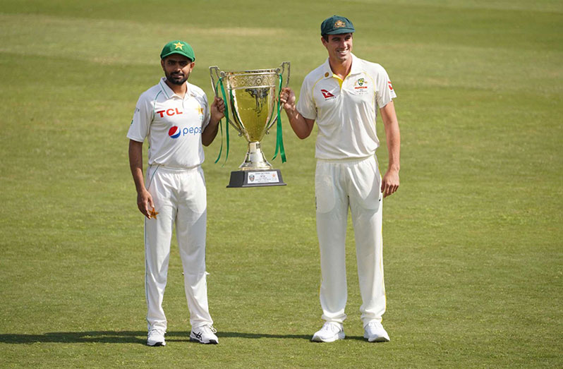 Current Test captains Pat Cummins of Australia and Pakistan's Babar Azam unveiled the new trophy at the Rawalpindi Stadium, where the first Test will be played from today (cricket.com.au.)