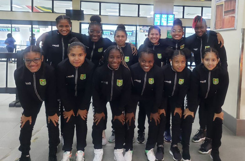 The Guyana-based U17 players on their way to San Cristobel