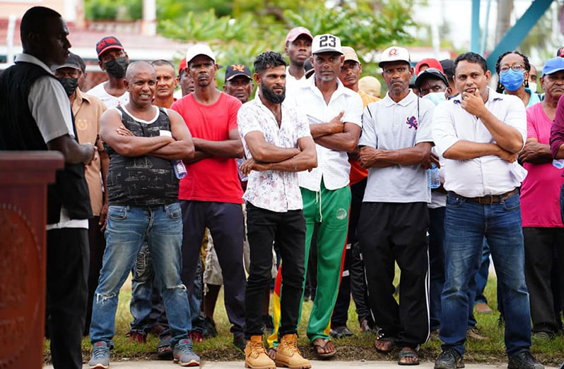 A section of the gathering at the community meeting at the Bath Primary School (Office of the Vice-President photo)