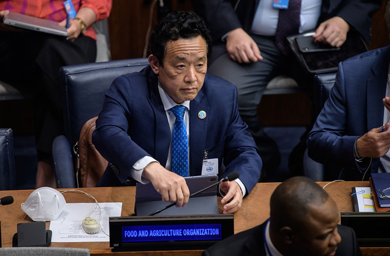 FAO Director-General, QU Dongyu, addressing the “Global Food Security Call to Action” ministerial meeting at the United Nations in New York (FAO photo)