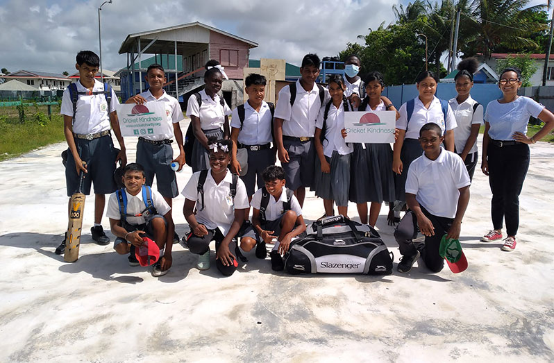 Some of the students with their cricket gear