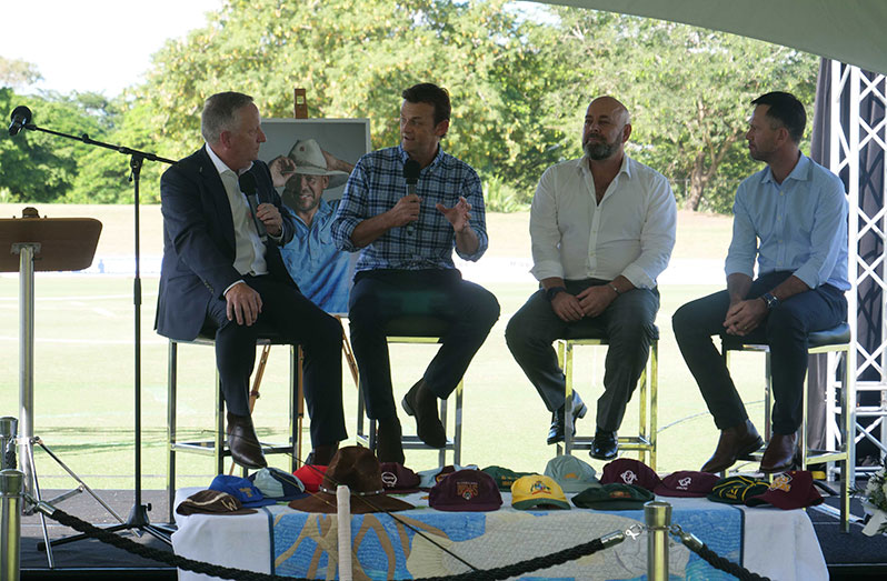 From left:Ian Healy, Adam Gilchrist, Darren Lehmann and Ricky Ponting share stories about their mate Roy ( Clancy Sinnamon-cricket.com.au)