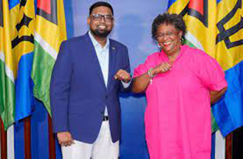 The President of Guyana, Dr. Irfaan Ali and Prime Minister of Barbados, Mia Mottley