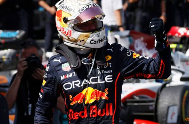 Formula One F1 - Spanish Grand Prix - Circuit de Barcelona-Catalunya, Barcelona, Spain - May 22, 2022 Red Bull's Max Verstappen celebrates after winning the race REUTERS/Albert Gea