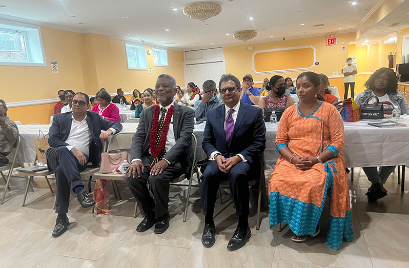 Guyana Ambassador to the US, Samuel Hinds and Deputy Ambassador, Zulfikar Ally, along with others at the independence celebration in New York