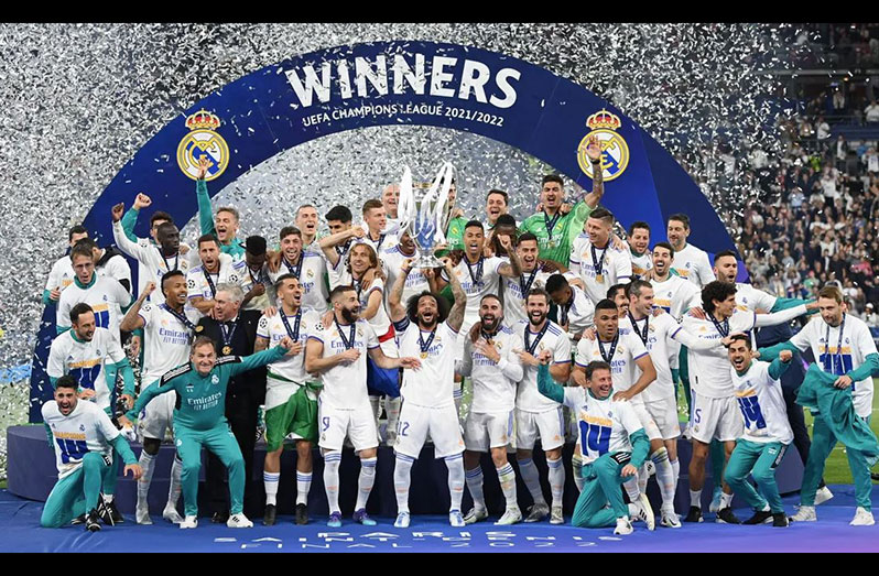Real Madrid celebrate a record-extending 14th Champions League  trophy with a 1-0 victory over Liverpool in Paris on Saturday.(Getty Images photo)