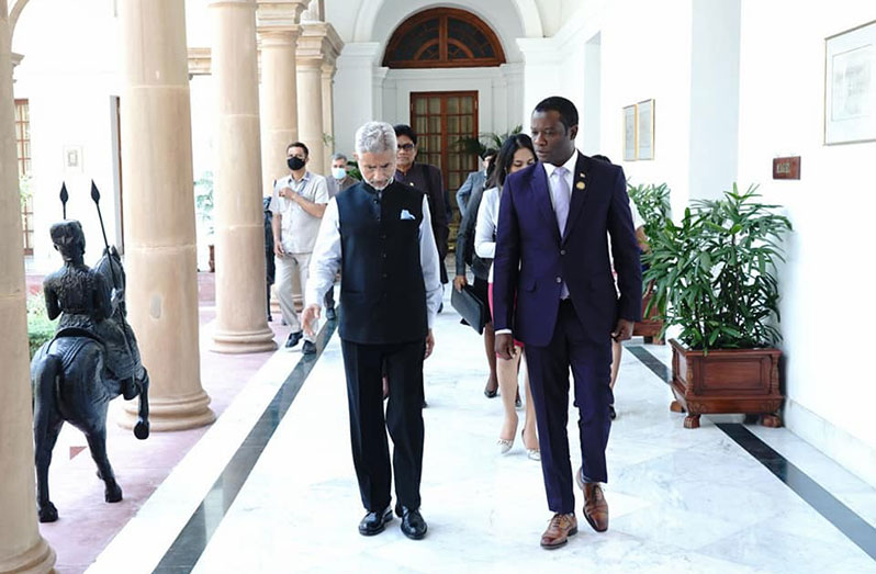 Minister of Foreign Affairs and International Cooperation, Hugh Todd, along with Minister of External Affairs of India Dr Subrahmanyam Jaishankar in New Delhi, India