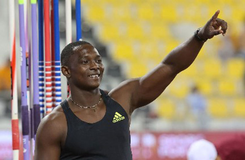 Grenadian Anderson celebrates his win at the Doha Diamond League on yesterday