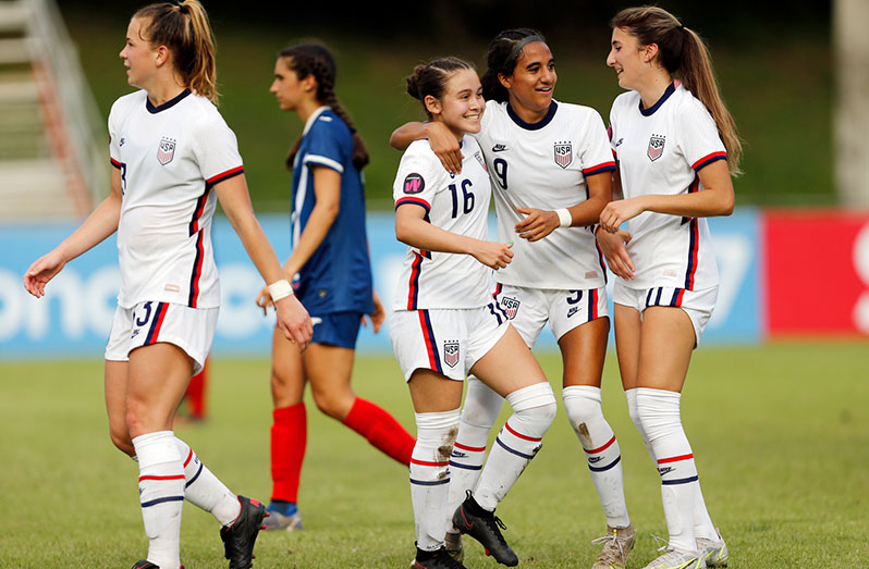 Amalia Villarreal (left, #16) has eight goals to her name thus far in leading the U.S in the 2022 CONCACAF Women’s Under-17 Championship in the Dominican Republic