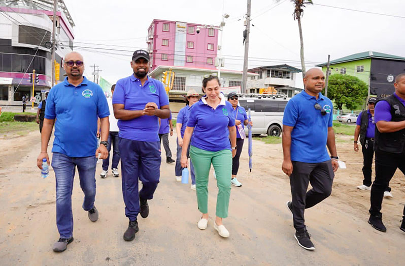 President Irfaan Ali during the ‘Green Walk’. He joined hundreds of persons for the event which started at the Umana Yana and ended in the National Park (Office of the President photo)