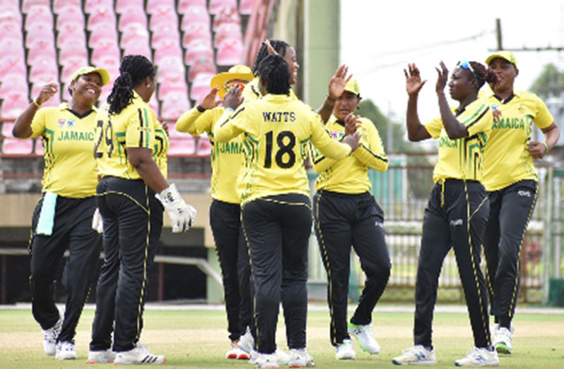 Newly-crowned Women’s T20 Blaze champions Jamaica.