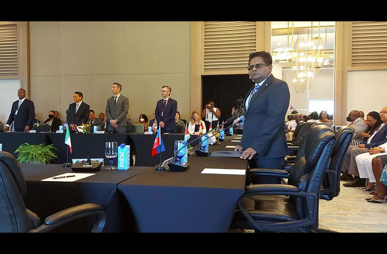 Senior Minister in the Office of the President with Responsibility for Finance, Dr Ashni Singh speaks at the Caribbean Development Bank’s (CDB) 2022 Annual meeting in the Turks and Caicos on Wednesday