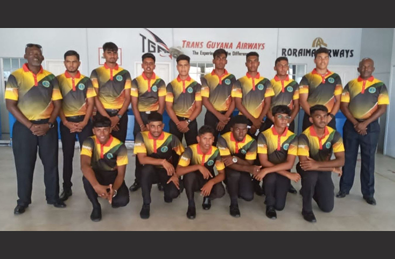 The National Under-17 cricketers moments before departing Guyana (Photo: Guyana Cricket Board).