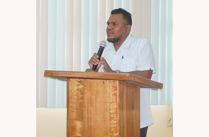 Chief Statistician Errol La Cruez delivering opening remarks at the training