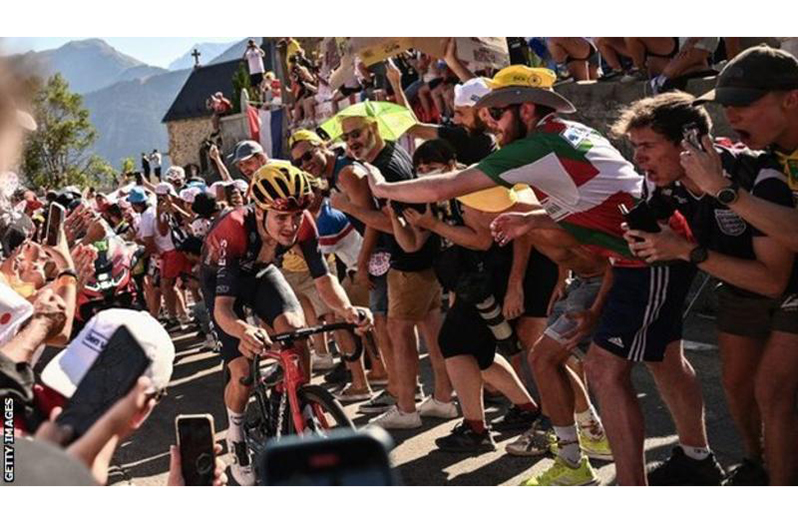 Thousands of fans lined the route as Tom Pidcock led the way up Alpe d'Huez