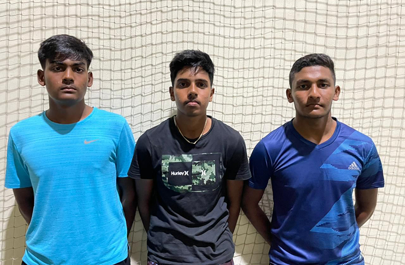 From left: Anthony Khan, Golcharran Chulai and Nityanand Mathura have been selected to the National Under-17 squad for the upcoming Regional Tournament from July 17 to 28 in Trinidad and Tobago.