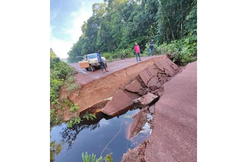 The breached section of the road (DPI photo)