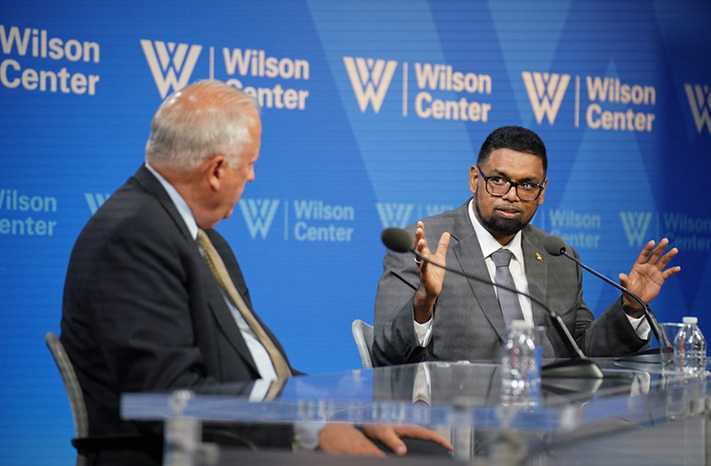 President, Dr. Irfaan Ali, during an engagement hosted by the Wilson Centre in Washington DC