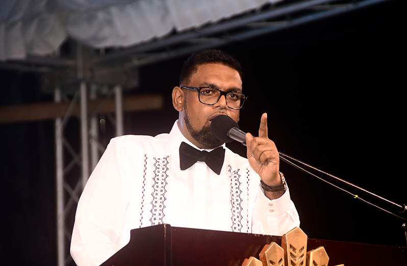 President, Dr. Irfaan Ali at the opening of the International Building Expo 2022 on Friday (Adrian Narine photo)