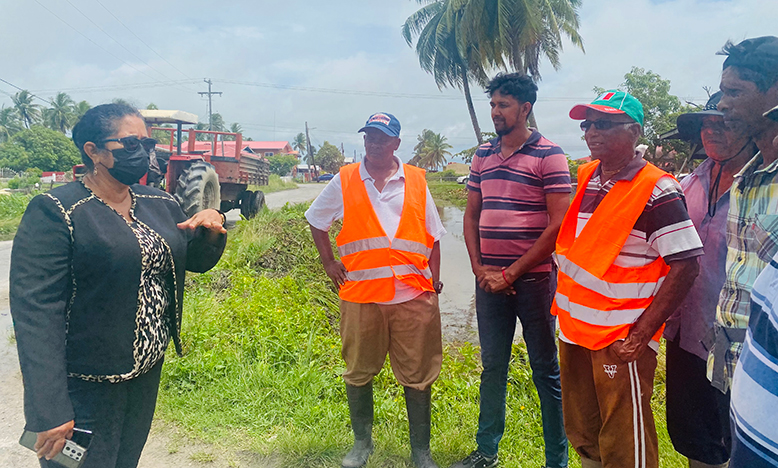 Regional Chairperson, Vilma De Silva, speaks with workers