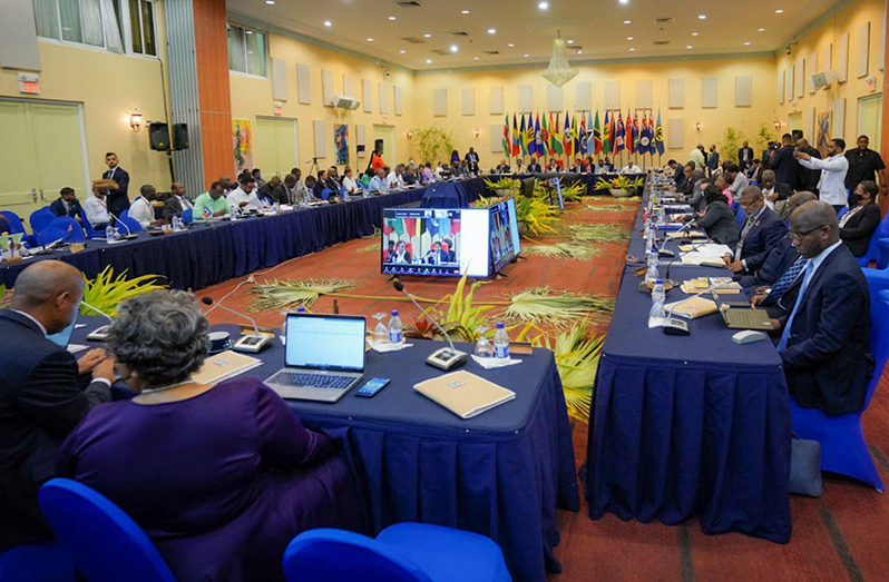 Delegates in session during the 43rd Regular Meeting of CARICOM leaders (Office of the President photo)
