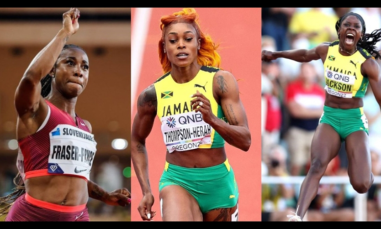 From left: Shelly-Ann Fraser-Pryce, Elaine Thompson-Herah and Shericka Jackson are set to clash in Lausanne, August 2
