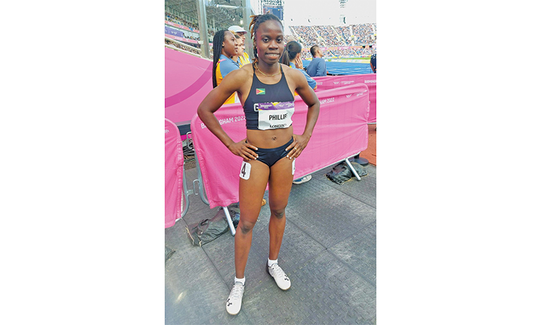Kenisha Phillips after her run in the women’s 200m Heat 1 at the Commonwealth Games
