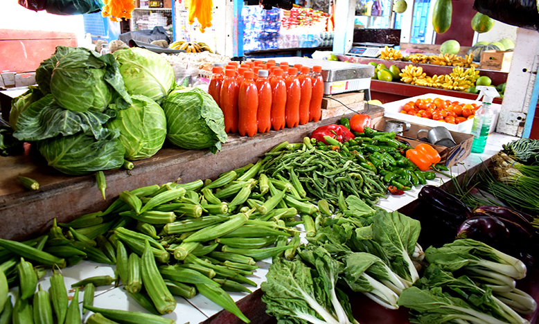 Vegetables on sale at the Bourda Market