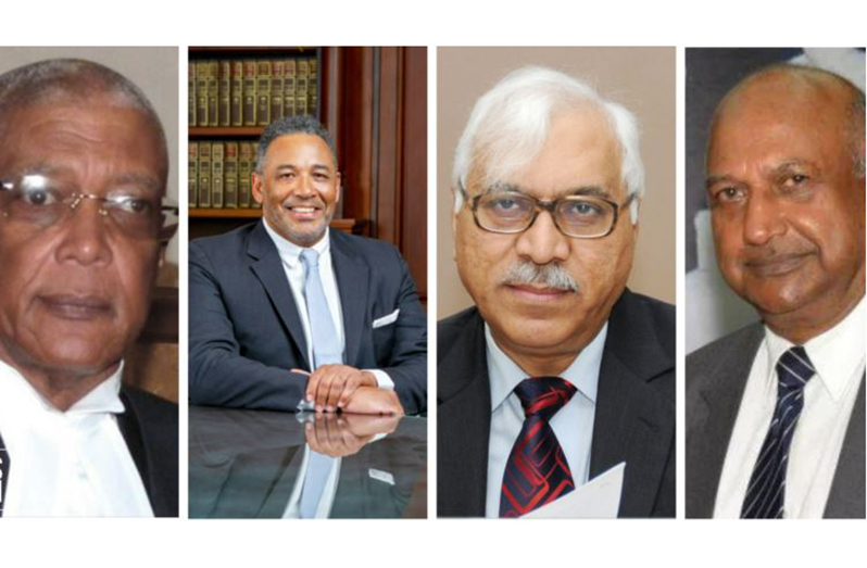 From left: Justice of the Appeal (retired) of Turks and Caicos, Stanley John; former Justice of Appeal (ag) in the Eastern Caribbean Supreme Court, Godfrey P. Smith; former Chief Election Commissioner of India, Dr S. Y. Quraishi and former Chancellor of the Judiciary (Guyana), Carl Singh (NEWS ROOM Photo)