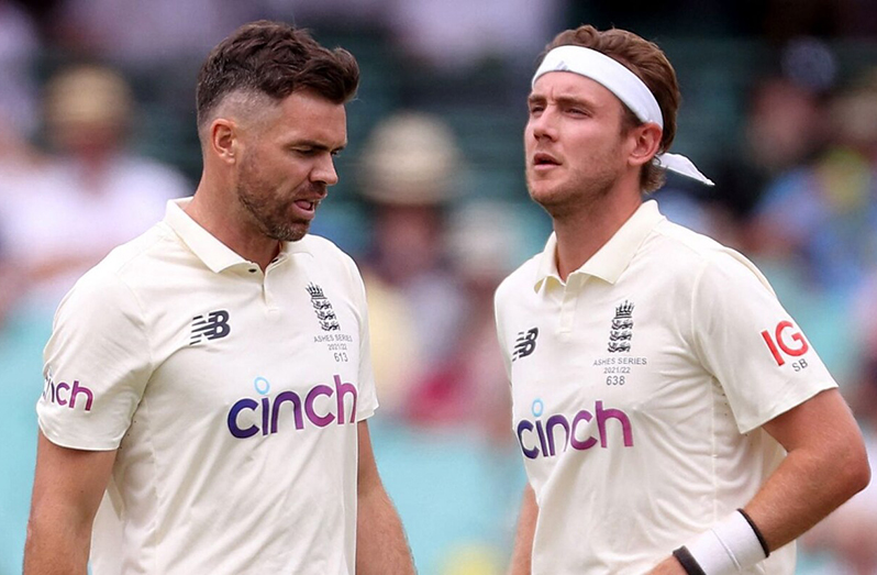 England's all-time leading Test wicket-takers James Anderson (left) and Stuart Broad