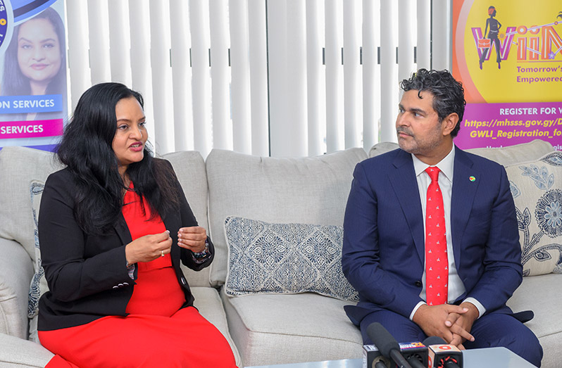 Human Services and Social Security Minister Dr Vindhya Persaud (left), and Senior Adviser for Global Partnership at Coursera, Chad Pasha (Delano Williams photo) 