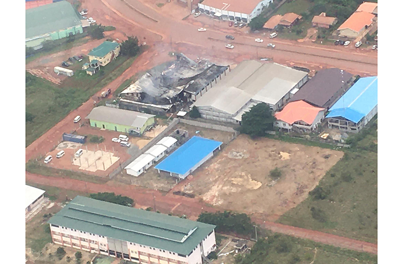 An aerial view of the burnt-out supermarket (GFS photo)
