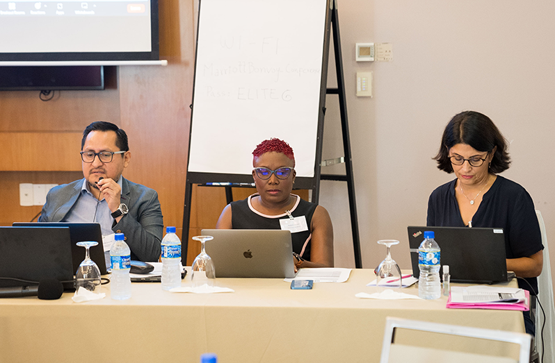 (From left) UNESCO-IIEP (Buenos Aires Office) Henry Armas Alvarado, MoE’s Chief Planning Officer Nicola Johnson, and Program Manager from UNESCO-IIEP (Paris Office) Candy Lugaz (Ministry of Education photo)