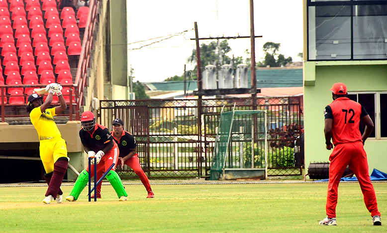 Bowled! (Essequibo’s fight for the GCB intercounty trophy never got going (Adrian Narine Photo)