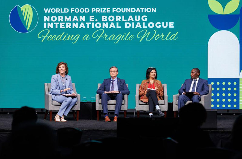 Barbara Stinson, President of the World Food Prize Foundation, moderated the panel discussion, “Dynamic Cooperation and Unusual Partners”, whose panellists included Director General of IICA, Manuel Otero; the Associate Vice President of the Strategy and Knowledge Department of the International Fund for Agricultural Development (IFAD), Jyostsna Puri; and the Director of the Department of Agriculture, Rural Development, Blue Economy and Sustainable Development of the African Union Commission, Godfrey Bahiigwa (IICA photo)
