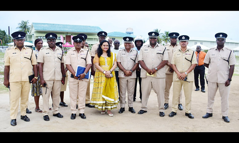 Head of the Guyana Hindu Dharmic Sabha, Minister of Human Services and Social Security Dr. Vindhya Persaud and Deputy Commissioner 'Operations' (ag), Mr. Ravindradat Budhram visited the LBI Community Centre Ground on Friday to  finalise security and traffic arrangements for the much-anticipated Diwali Motorcade (GPF photo)