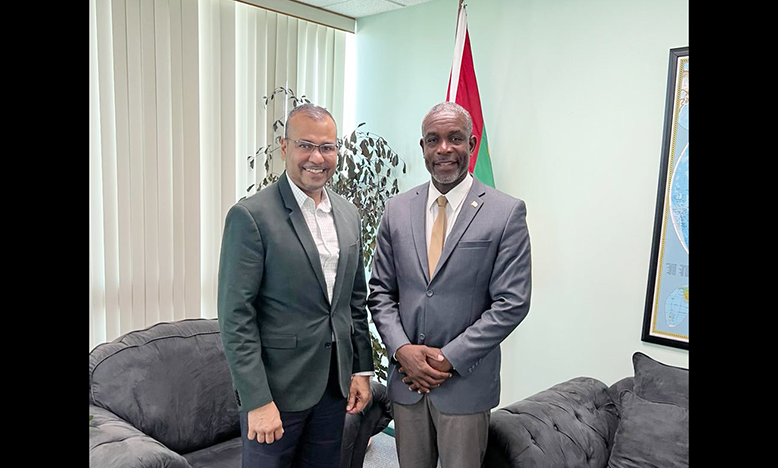 FOREIGN Secretary, Robert Persaud, met recently with Minister for Foreign Affairs, Trade and Export Development of Grenada, Joseph Andall, to discuss enhanced bilateral co-operation between Guyana and Grenada