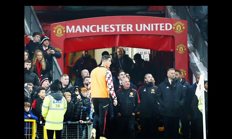 Ronaldo was spotted walking down the tunnel at Old Trafford in the 89th minute