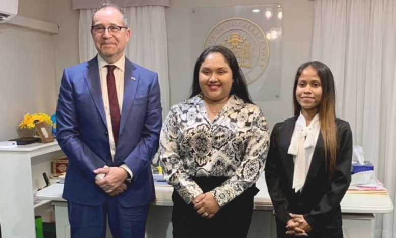 From left: High Commissioner Mark Berman, First Lady Arya Ali and High Commissioner for the Day, Ellen Gopaul