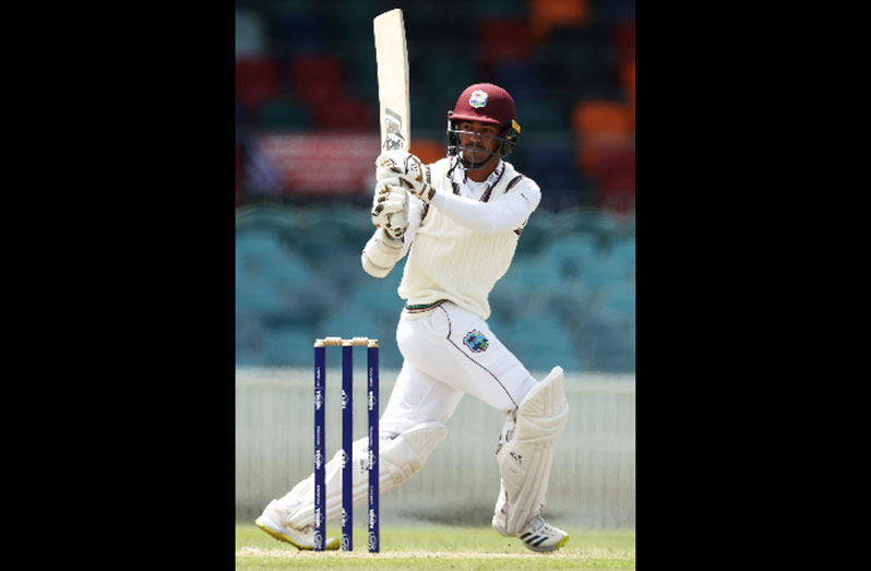 Left-hander Tagenarine Chanderpaul gathers runs during his half-century on the final day yesterday. (Photo courtesy CWI Media)
