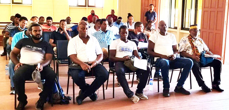 Coaches and administrators of cricket in Guyana at the GCB Academy Programme launch on Friday at the board's LBI facility