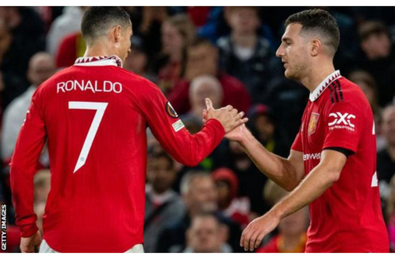 Diogo Dalot, right, was singled out by Cristiano Ronaldo as a player he admires