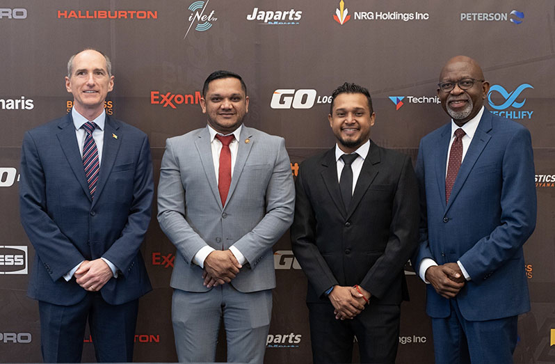 From left to right: President of EEPGL, Allistair Routledge; Minister of Natural Resources, Vickram Bharrat; CEO of the IECEG, Kurt Baboolall; and Communications Director of the IECEG, Alex Graham (IECEG photo)