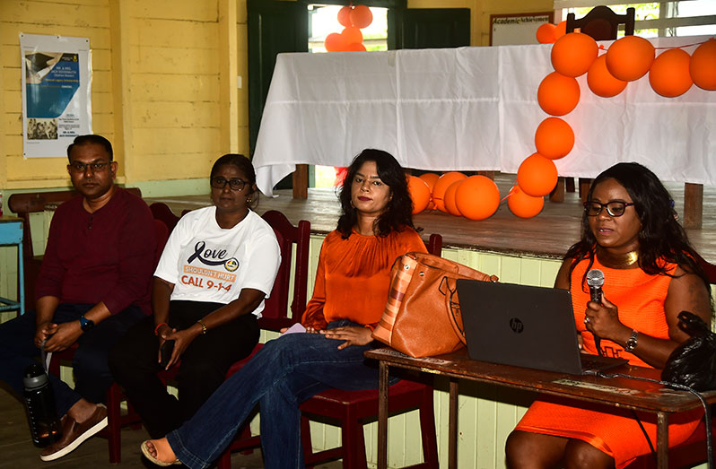 Minister of the Public Service, Sonia Savitri Parag (third from left) with members of the Women’s Progressive Organisation (Enmore Group) at the seminar (Adrian Narine photos)