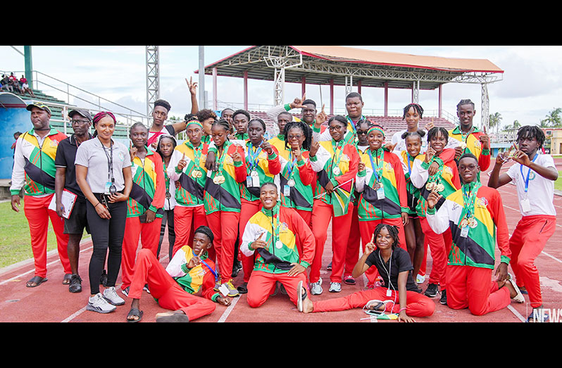Team Guyana celebrate their success in Track and Field