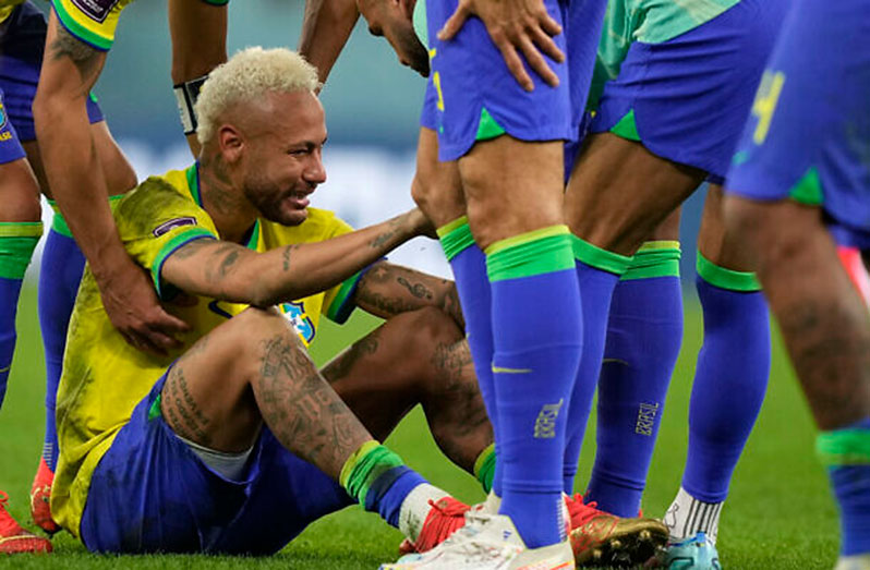 Brazil's Neymar cries after the penalty shootout loss at the World Cup quarterfinal soccer match between Croatia and Brazil, at the Education City Stadium in Al Rayyan, Qatar, yesterday
