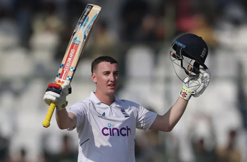 Harry Brook reached his third hundred of the series at Karachi  •  Getty Images