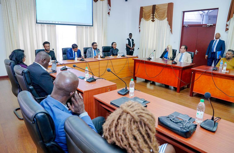 President, Dr Irfaan Ali, on Thursday, met with stakeholders from the entertainment, arts and cultural industries at the Arthur Chung Conference Centre (Office of the President photo)