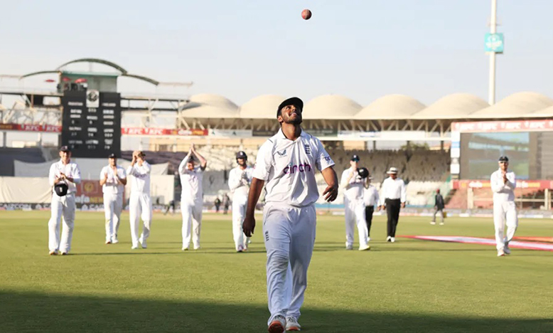 Rehan Ahmed led England off after taking a five-for on Test debut (Matthew Lewis/Getty Images)